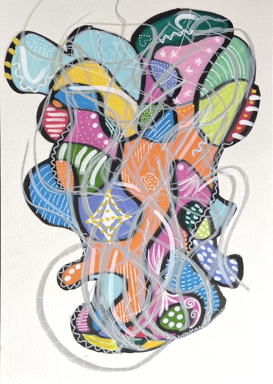 Smoke · Gratitude, original abstract painting on paper